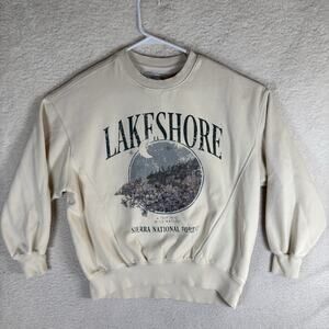 Lakeshore Sweatshirt Womens XS Beige Sierra National Forest Crewneck